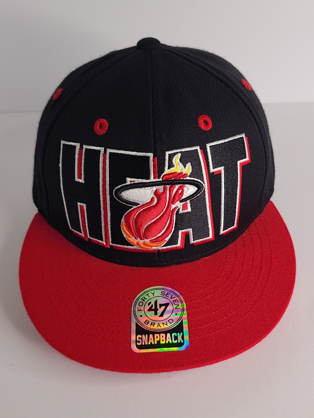 '47 Brand Miami Heat Black & Red Snapback Hat